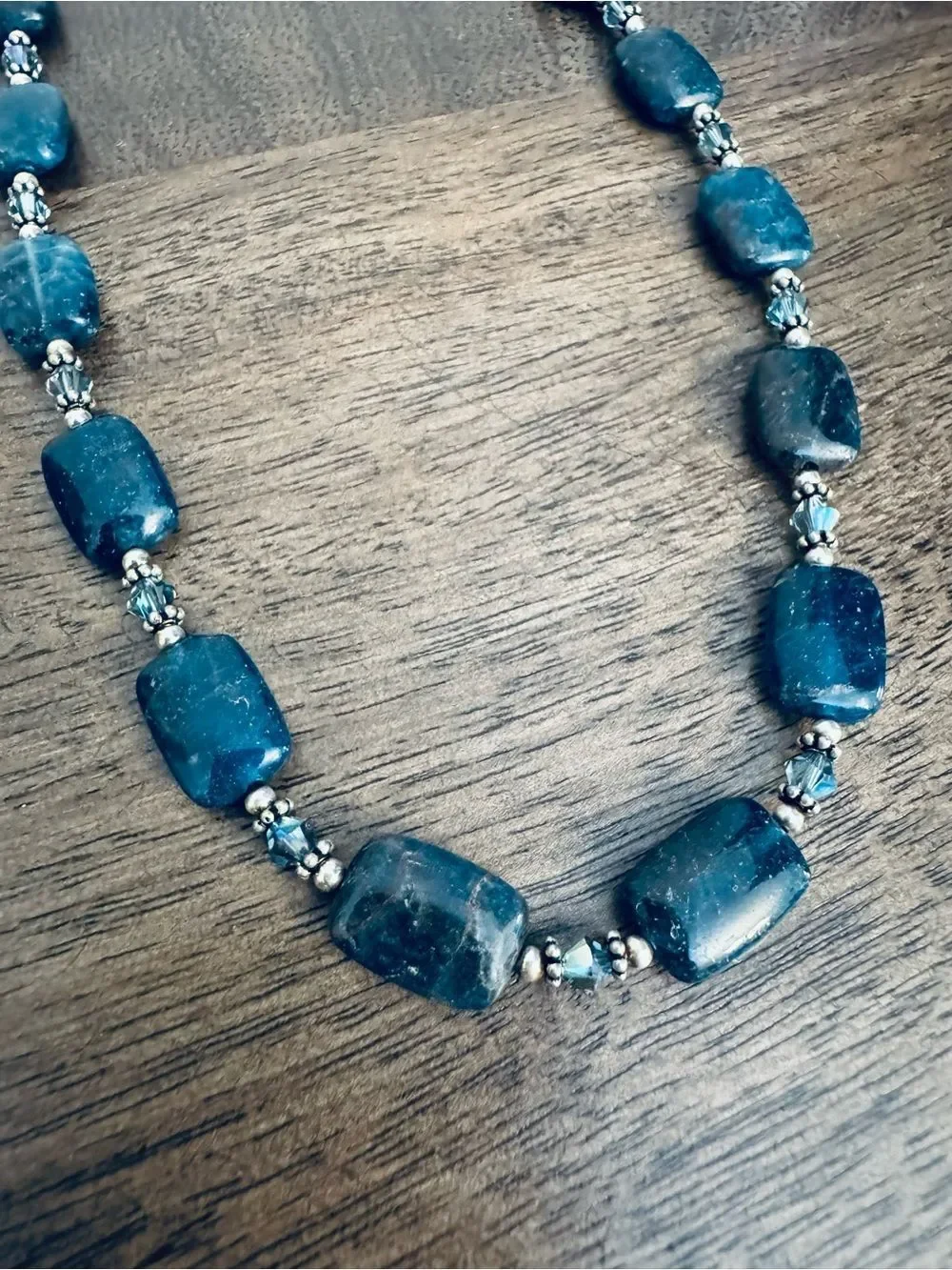 Navy Blue Stone Crystal Bead Handmade Necklace